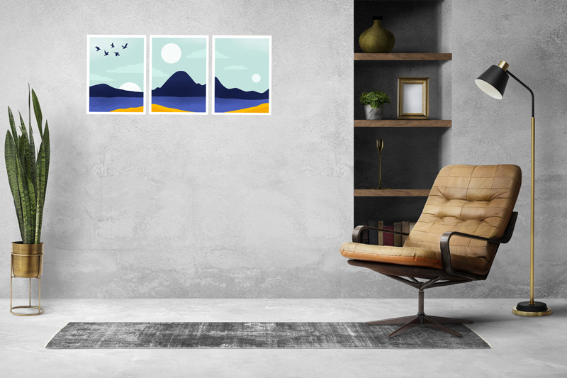 تابلو مینیمال White Sun در سه نوع چاپ مختلف با لمینت ضد خش - Image 4