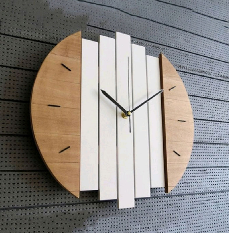 ساعت دیواری مدل hybrid چوبی با ترکیب رنگ و سایز متفاوت - Image 4