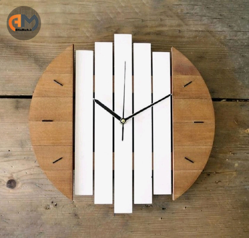 ساعت دیواری مدل hybrid چوبی با ترکیب رنگ و سایز متفاوت - Image 3