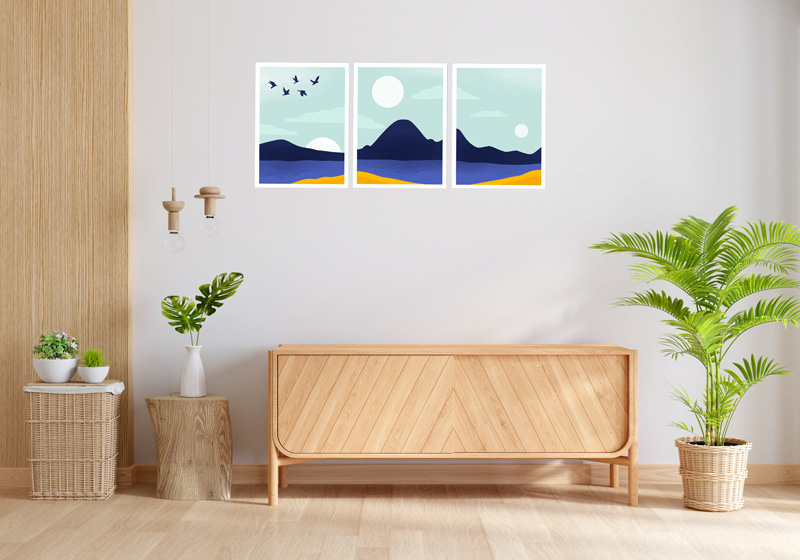 تابلو مینیمال White Sun در سه نوع چاپ مختلف با لمینت ضد خش - Image 3