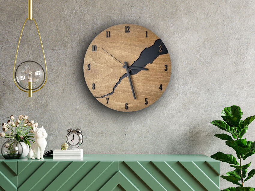 ساعت دیواری مدل fracture چوبی با طرح جدید - Image 4