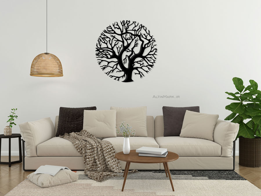تابلو چوبی درخت کهن جنس چوبی MDF " استیکر" مشکی