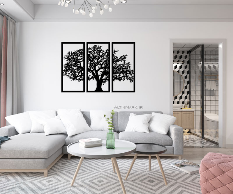استیکر سه تکه درخت جنس چوبی MDF "تابلو استیکر" لاین آرت
