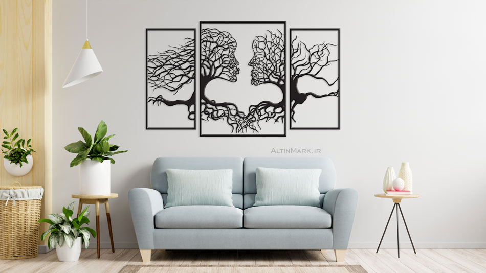استیکر چوبی درخت عشق سه تکه جنس چوبی MDF "لاین آرت" - Image 2