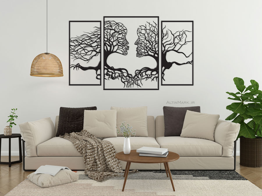 استیکر چوبی درخت عشق سه تکه جنس چوبی MDF "لاین آرت"