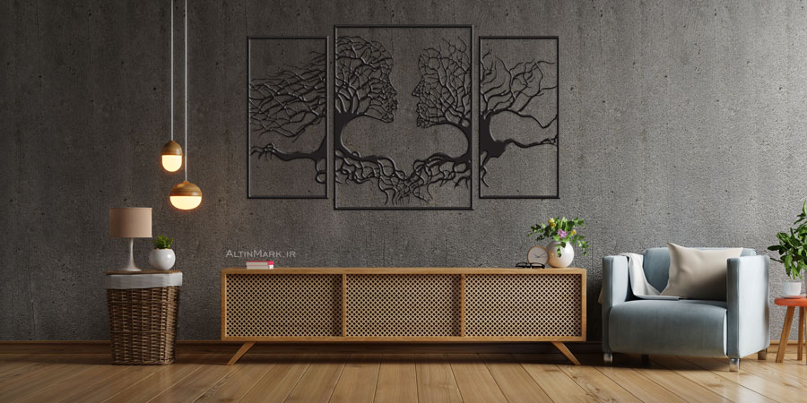 استیکر چوبی درخت عشق سه تکه جنس چوبی MDF "لاین آرت" - Image 5