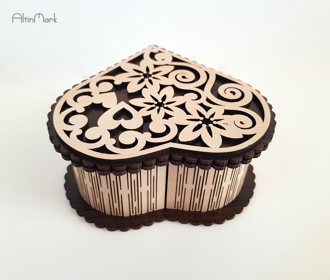 جعبه هدیه قلب فانتزی طرح جدید جنس چوبی در 5 سایز - Image 4