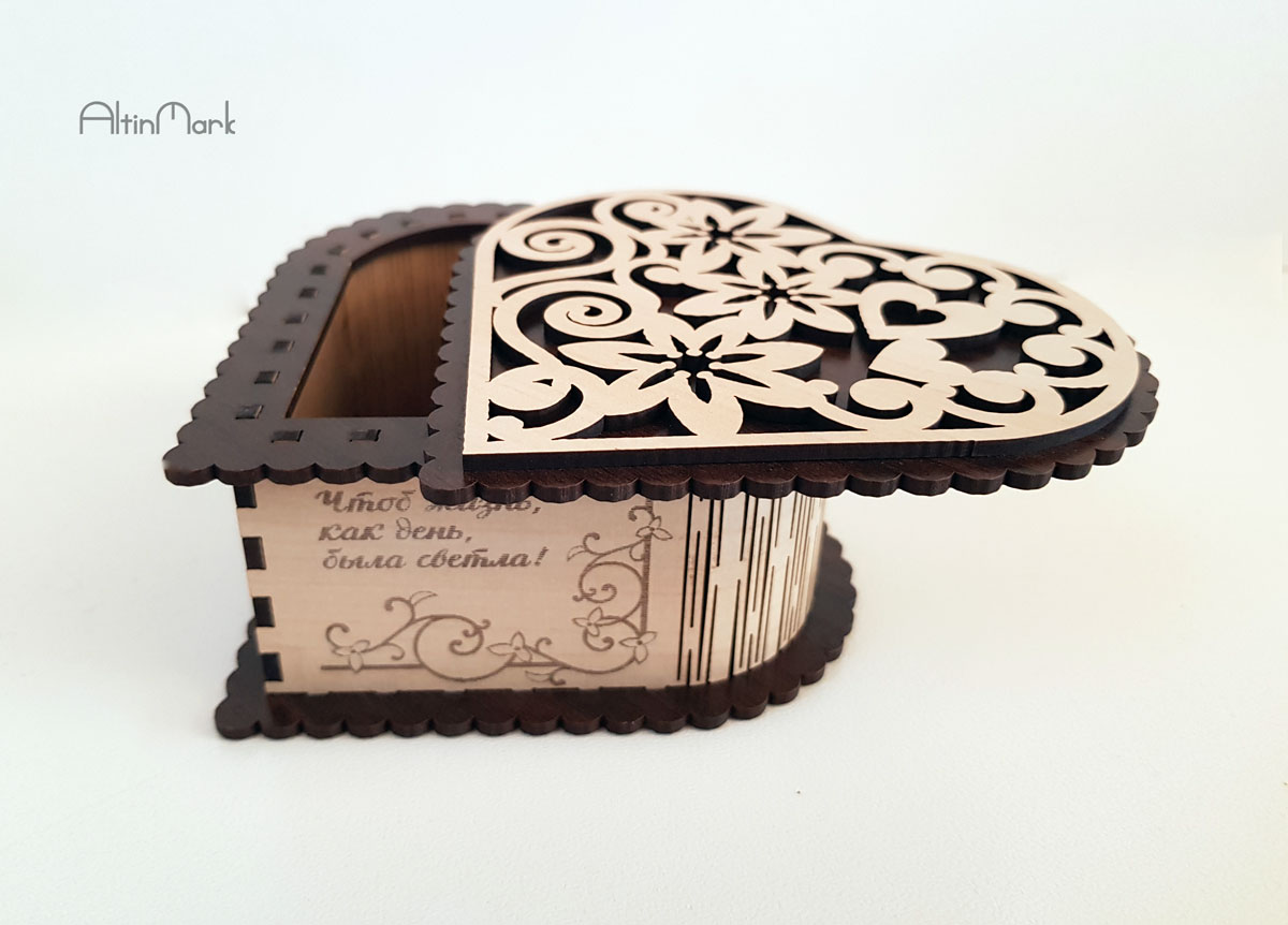 جعبه هدیه قلب فانتزی طرح جدید جنس چوبی در 5 سایز - Image 5