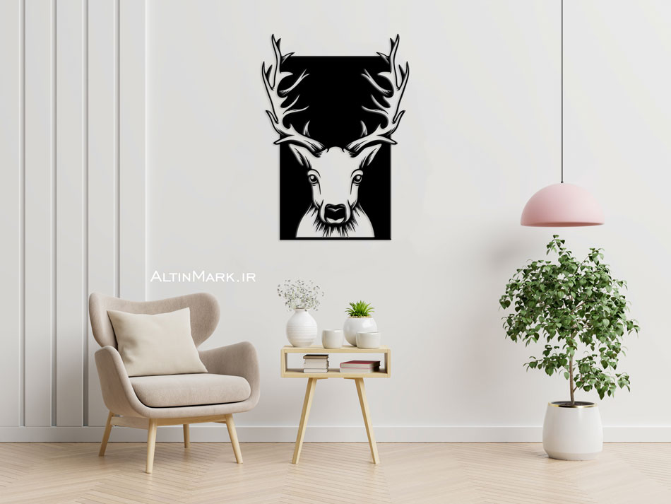 استیکر چوبی آهو جنس چوبی MDF "لاین آرت"