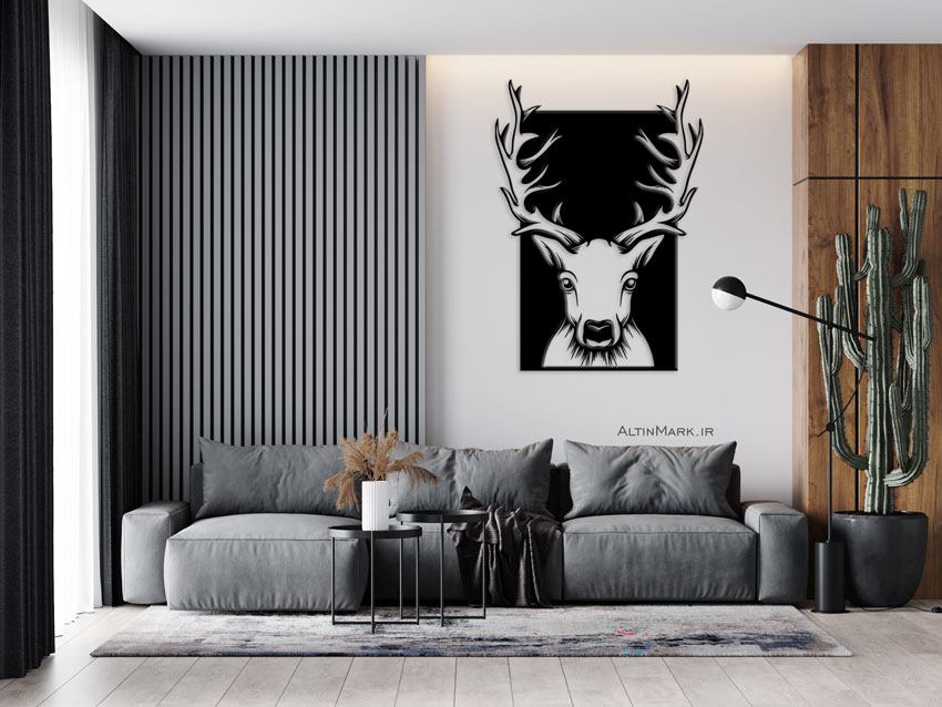 استیکر چوبی آهو جنس چوبی MDF "لاین آرت" - Image 2