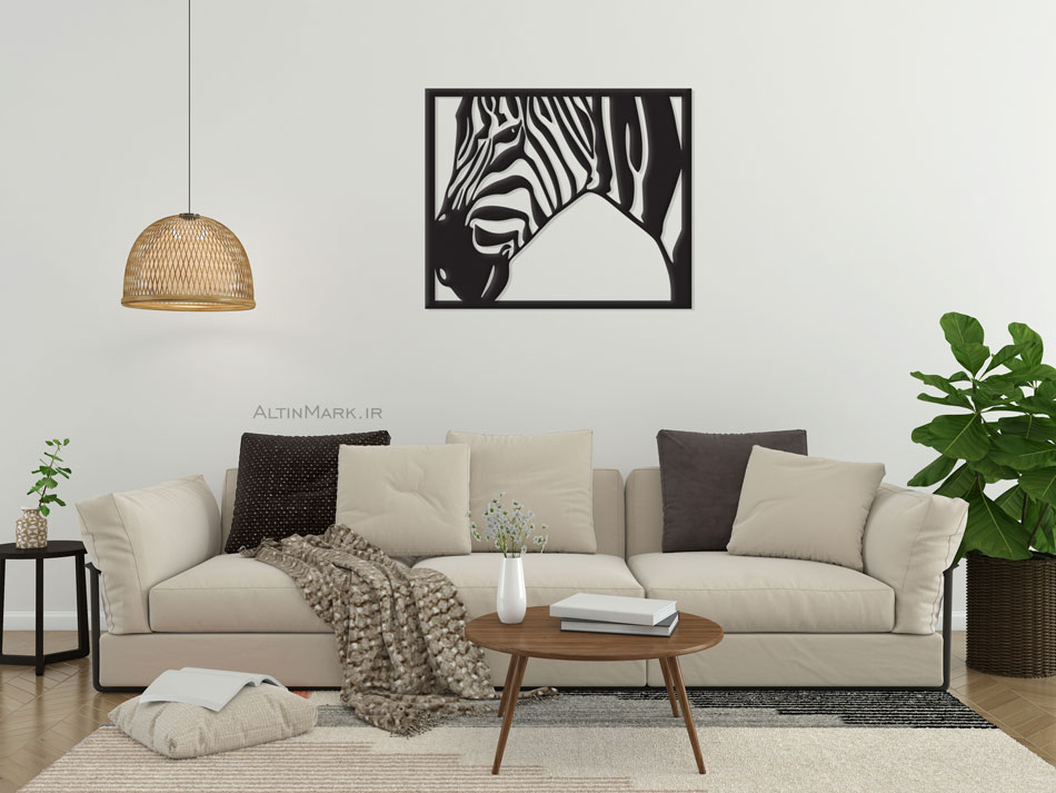 تابلو چوبی گورخر جنس چوبی MDF " استیکر" لاین آرت