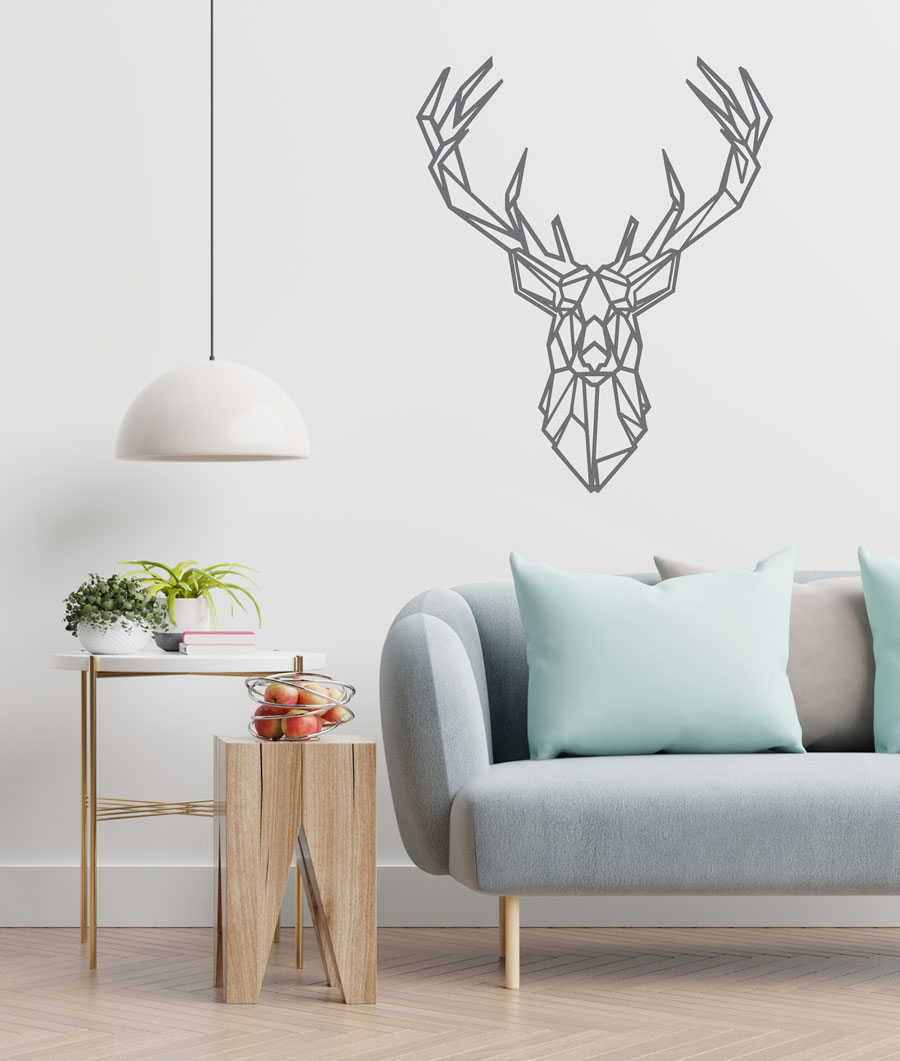 تابلو لاین آرت گوزن (دیوار کوب طرح گوزن) جنس چوبی MDF - Image 2