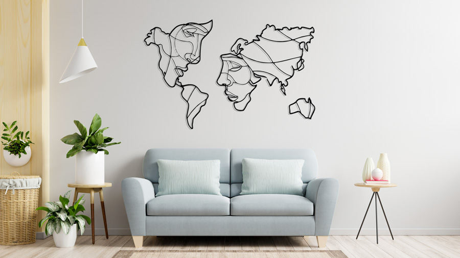 استیکر چوبی نقشه جهان جنس چوبی MDF (لاین آرت) - Image 2