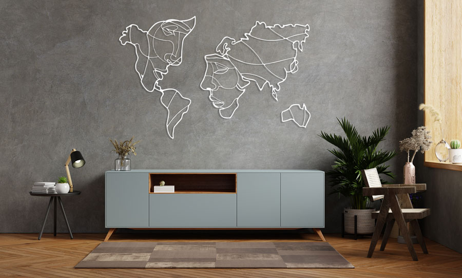 استیکر چوبی نقشه جهان جنس چوبی MDF (لاین آرت) - Image 5