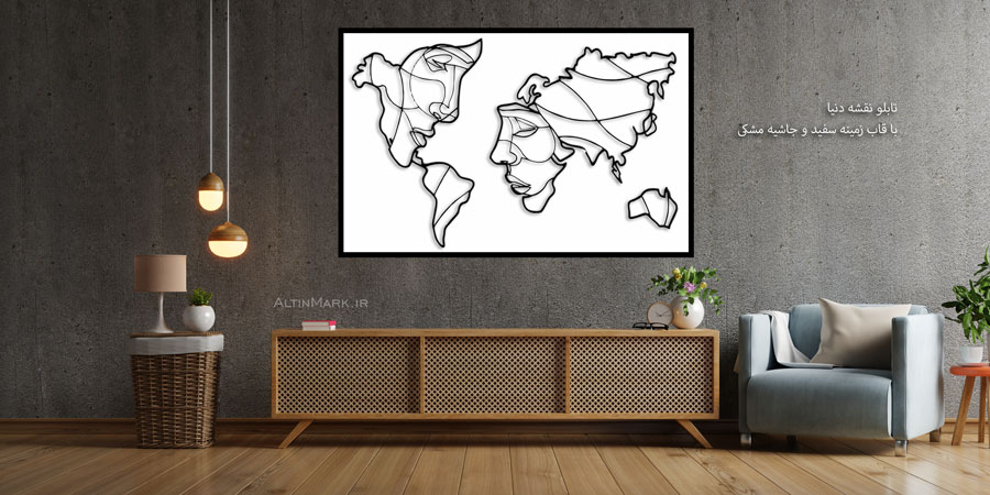 استیکر چوبی نقشه جهان جنس چوبی MDF (لاین آرت) - Image 4