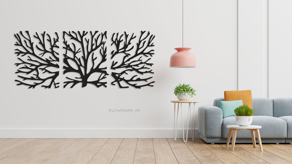 استیکر سه تکه شاخسار جنس چوبی MDF "تابلو استیکر" لاین آرت - Image 2