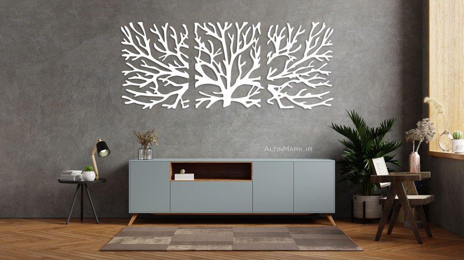 استیکر سه تکه شاخسار جنس چوبی MDF "تابلو استیکر" لاین آرت - Image 4