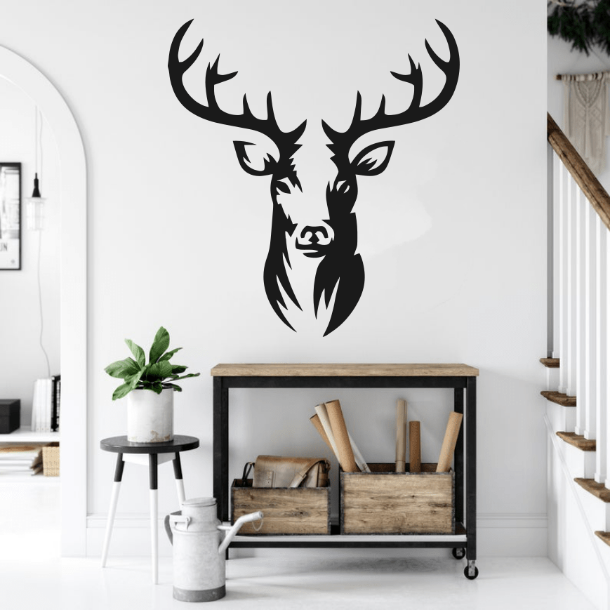 تابلو استیکر گوزن جنس چوبی MDF "لاین آرت"