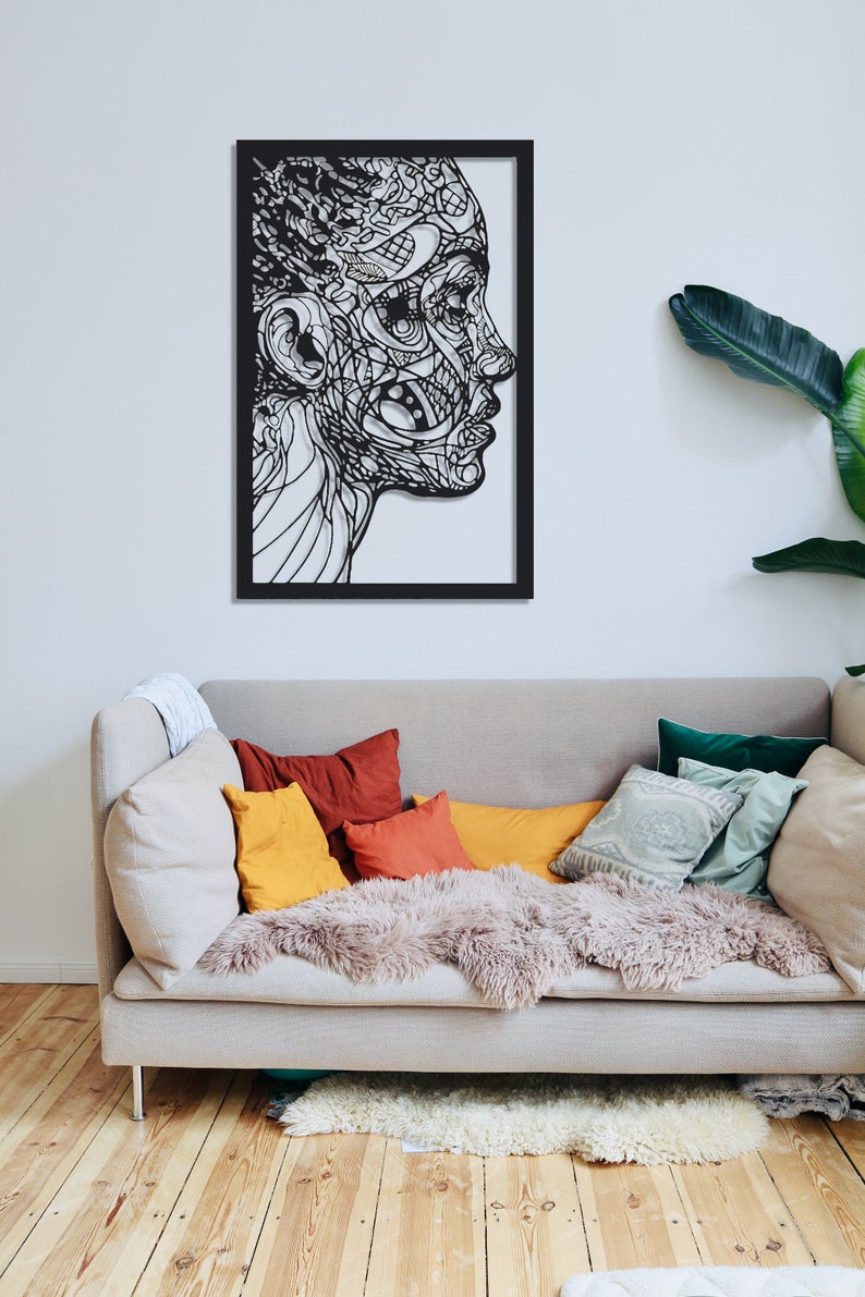 تابلو لاین آرت چهره جنس چوبی MDF "تابلو استیکر" - Image 5