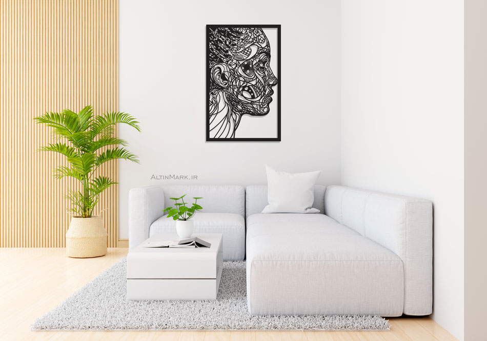 تابلو لاین آرت چهره جنس چوبی MDF "تابلو استیکر" - Image 2