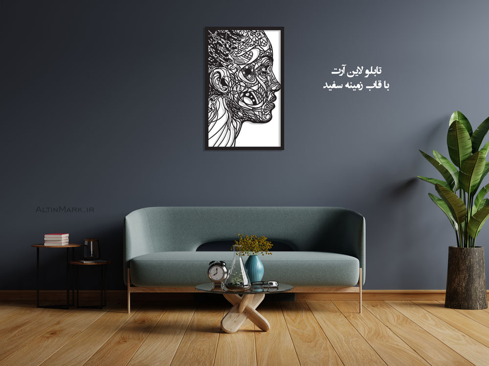 تابلو لاین آرت چهره جنس چوبی MDF "تابلو استیکر" - Image 4