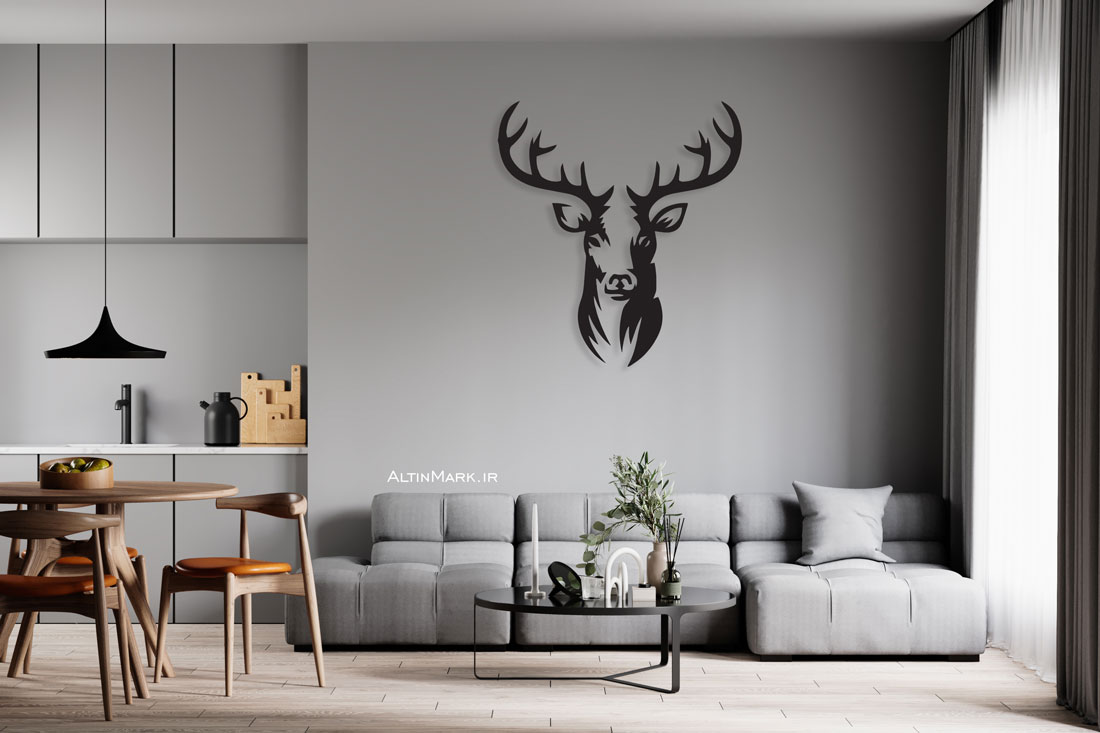 تابلو استیکر گوزن جنس چوبی MDF "لاین آرت" - Image 2