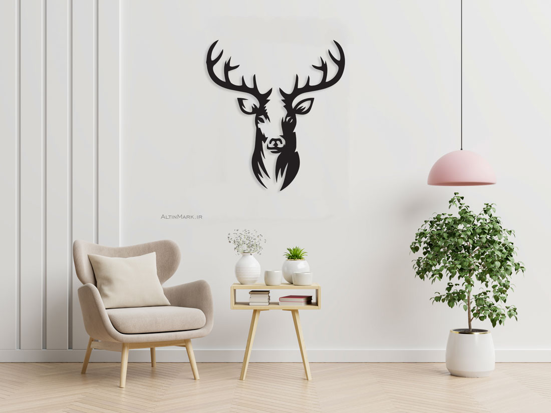 تابلو استیکر گوزن جنس چوبی MDF "لاین آرت" - Image 5