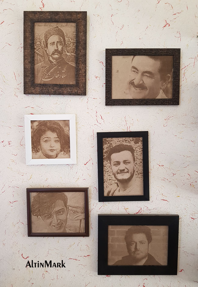 تابلو حکاکی چهره روی چوب با قاب دور و باکس چوبی 1400 - Image 3