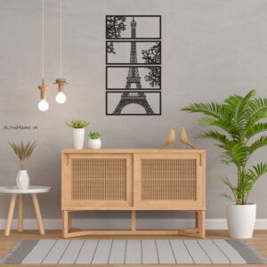 ifel1-1.jpg تابلو چهار تکه ایفل جنس چوبی MDF "تابلو استیکر" لاین آرت