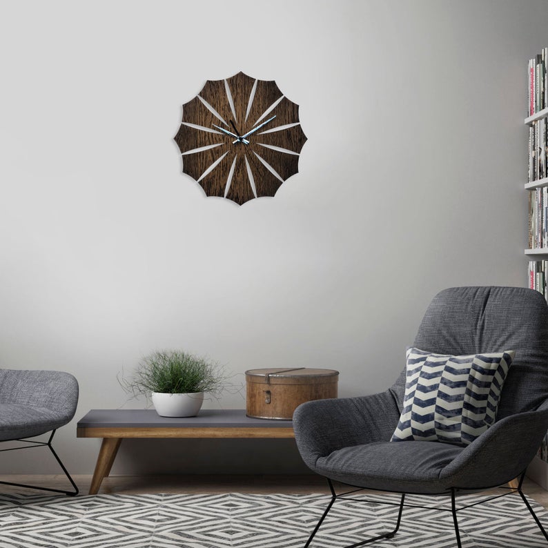 ساعت دیواری جدید چوبی (ام دی اف) در دو رنگ - Image 2