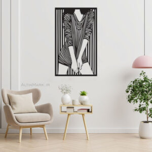 ja1.jpg استیکر چوبی دختر جلف جنس چوبی MDF "لاین آرت" مشکی