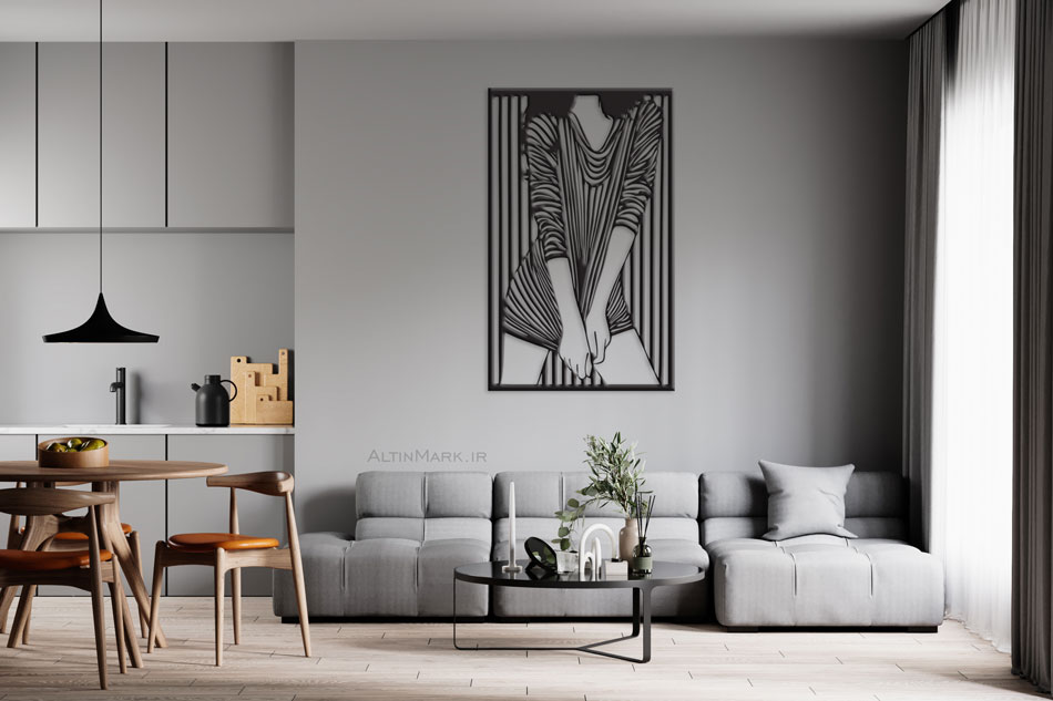 استیکر چوبی دختر جلف جنس چوبی MDF "لاین آرت" مشکی - Image 2