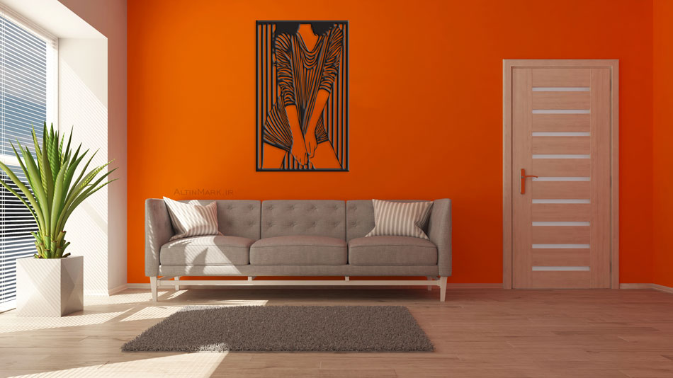 استیکر چوبی دختر جلف جنس چوبی MDF "لاین آرت" مشکی - Image 3