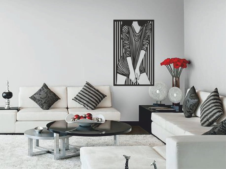 استیکر چوبی دختر جلف جنس چوبی MDF "لاین آرت" مشکی - Image 5