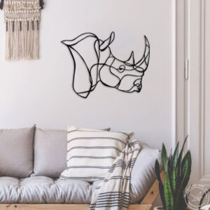 k1.jpg تابلو لاین آرت کرگدن جنس چوبی MDF (استیکر چوبی)