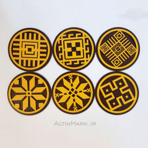 زیر لیوانی طرح سنتی با نقوش ورنی جنس چوبی