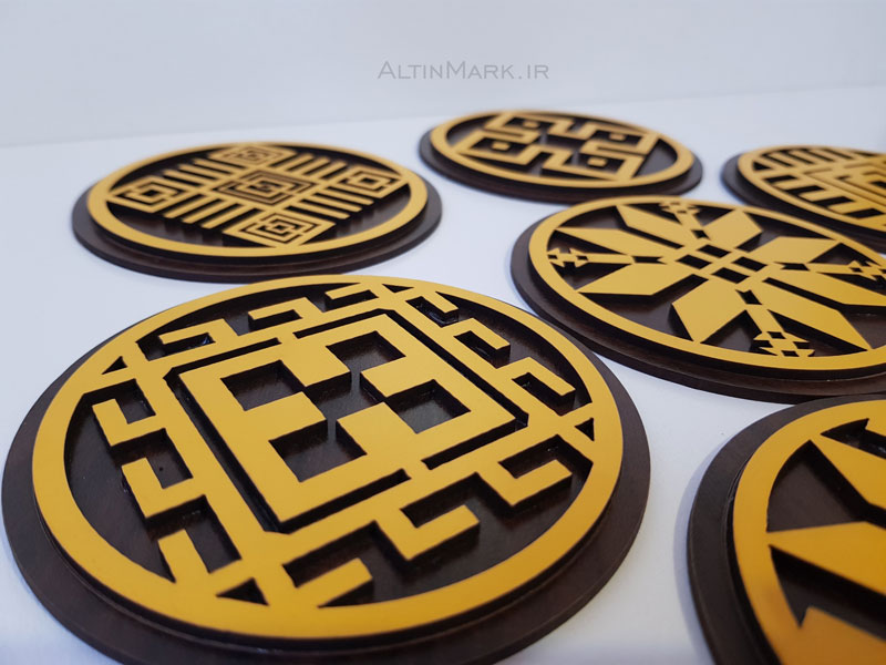 زیر لیوانی طرح سنتی با نقوش ورنی جنس چوبی - Image 2