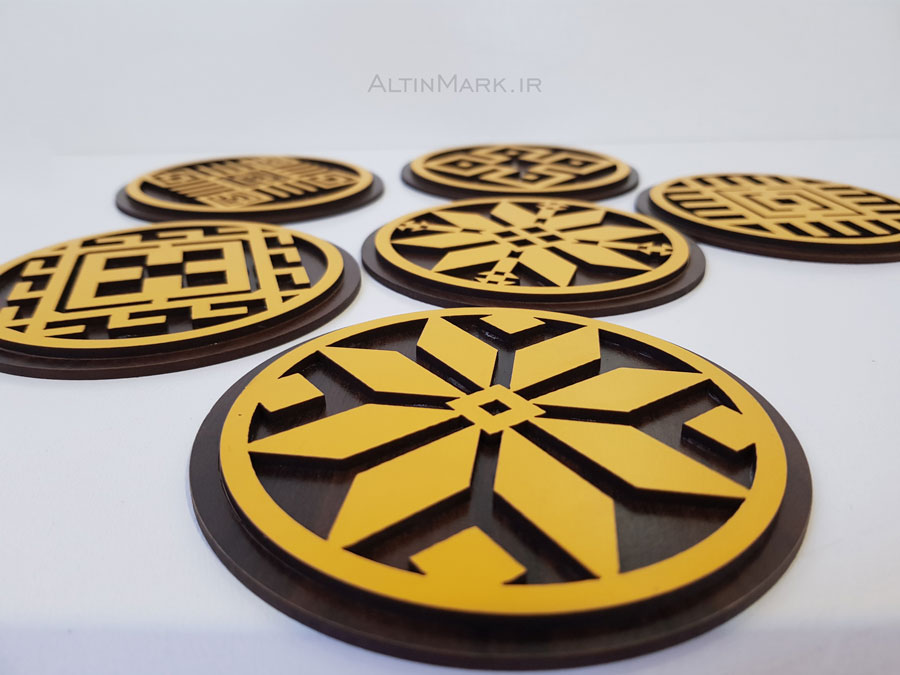 زیر لیوانی طرح سنتی با نقوش ورنی جنس چوبی - Image 4