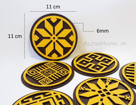 زیر لیوانی طرح سنتی با نقوش ورنی جنس چوبی - Image 5