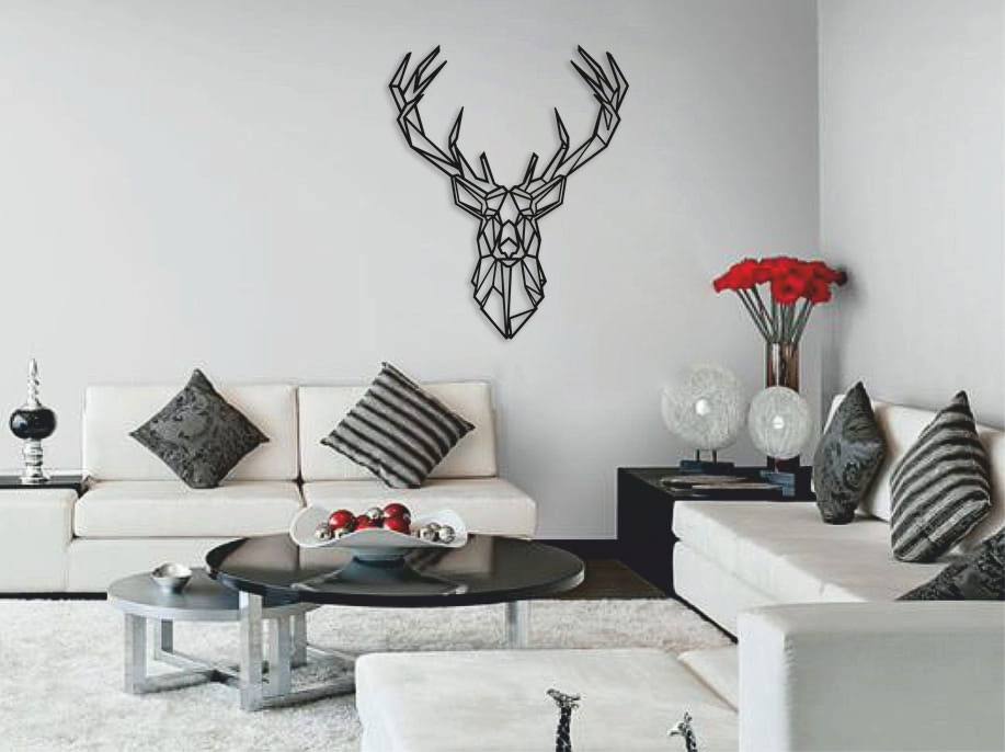 تابلو لاین آرت گوزن (دیوار کوب طرح گوزن) جنس چوبی MDF - Image 5