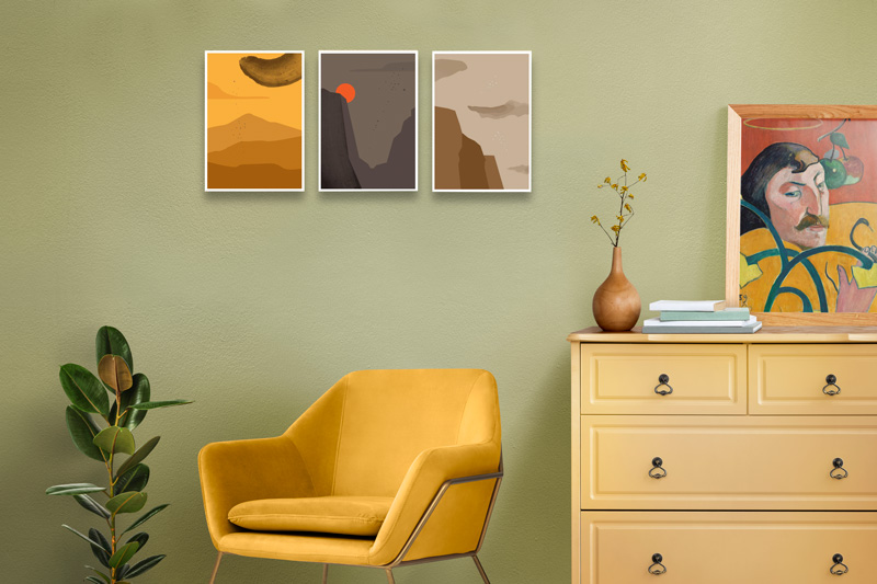 تابلو نقاشی مینیمال Sunset Summit در سه نوع چاپ مختلف - Image 2