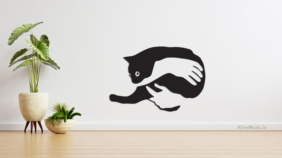 تابلو چوبی cat جنس چوبی MDF " استیکر" لاین آرت - Image 4