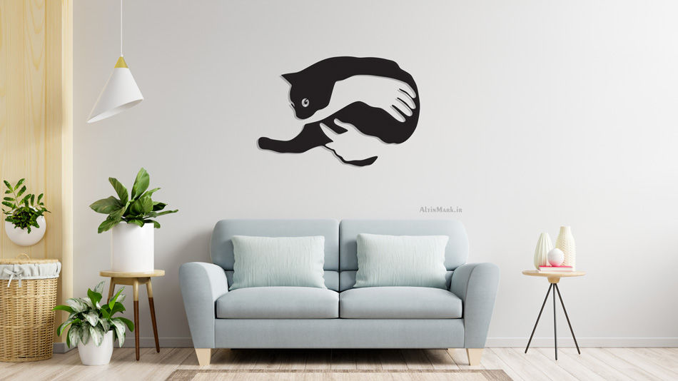 تابلو چوبی cat جنس چوبی MDF " استیکر" لاین آرت - Image 2