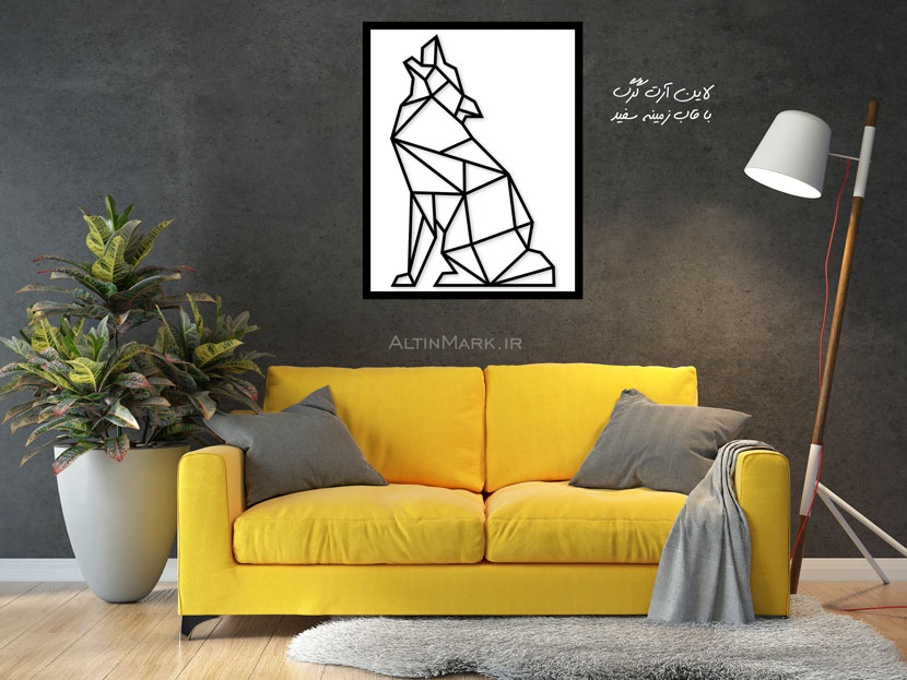 استیکر چوبی گرگ جنس چوبی MDF "لاین آرت" - Image 4