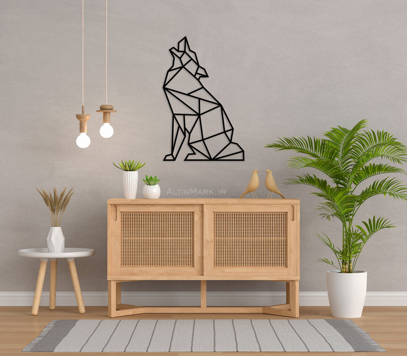 استیکر چوبی گرگ جنس چوبی MDF "لاین آرت"