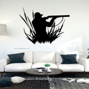 sh2.jpg استیکر چوبی شکارچی جنس چوبی MDF " تابلو لاین آرت" مشکی
