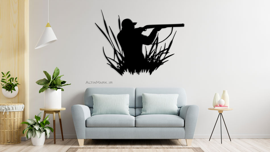 استیکر چوبی شکارچی جنس چوبی MDF " تابلو لاین آرت" مشکی - Image 2