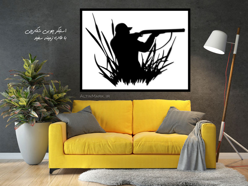 استیکر چوبی شکارچی جنس چوبی MDF " تابلو لاین آرت" مشکی - Image 4
