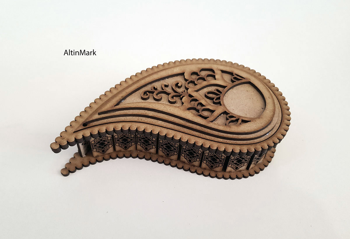 باکس هدیه بته جقه جنس چوبی (MDF) کد 4821