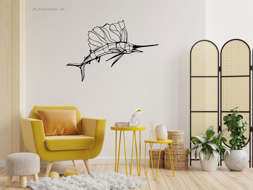 استیکر چوبی ماهی جنس چوبی MDF "تابلو استیکر" لاین آرت - Image 2